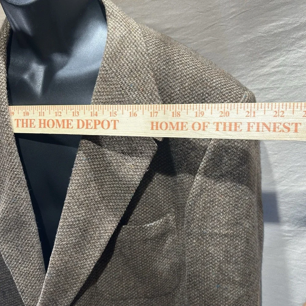Vintage Stafford Mens 44S Lambswool Tweed Blazer Brown Elbow Patches Made in USA